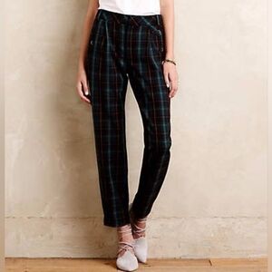 Anthropologie Cartonnier Kames Pleated Plaid Ankle Pants Preppy Tartan Y2K